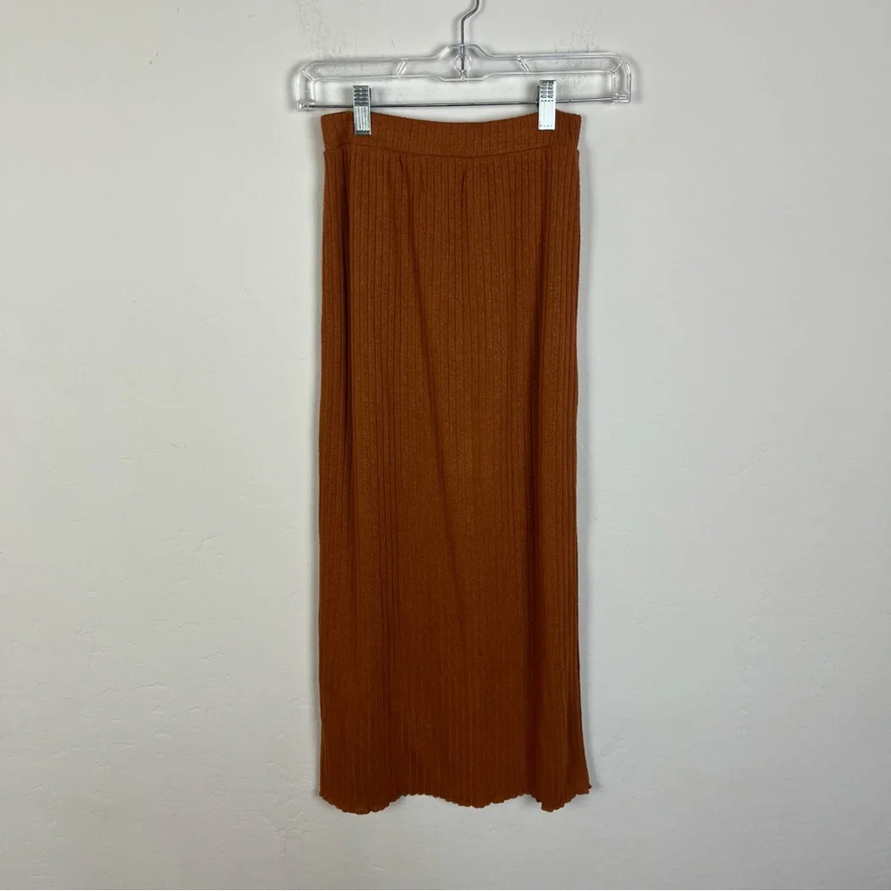 Free People Brown Ribbed Maxi Skirt